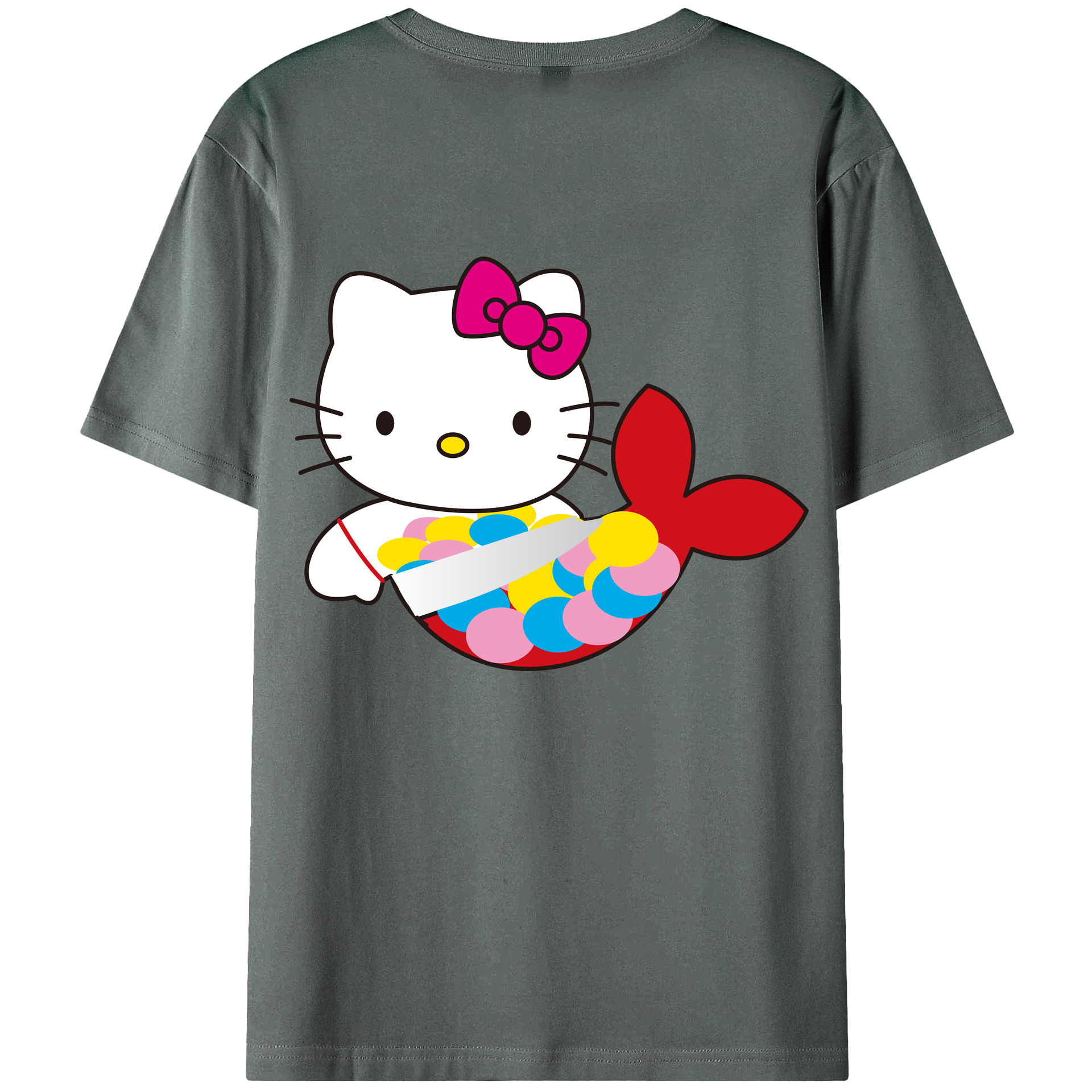 （画像用） Hello Kitty ハローキティ 綿100％ メンズ半袖Tシャツ（バックプリント） 通気性